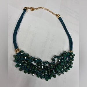 Sparkly Teal String Statement Necklace